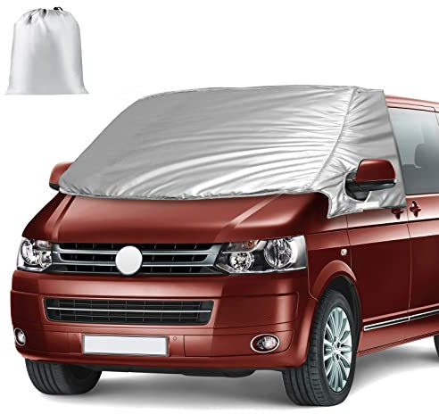 Externe Thermo Scheibenabdeckung passend für VW Transporter T5, VW Caddy 2010-2020, Silber Wrap Windschutzscheibenabdeckung, Faltbare Frontscheibenabdeckung Winter Sommer Scheibenfrostschutz Abdeckung