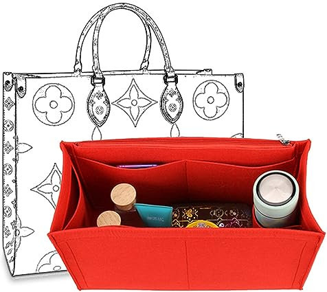 D.DUO Organizer per borsa con cerniera, inserto organizer per LV ONTHEGO (Rosso, L)