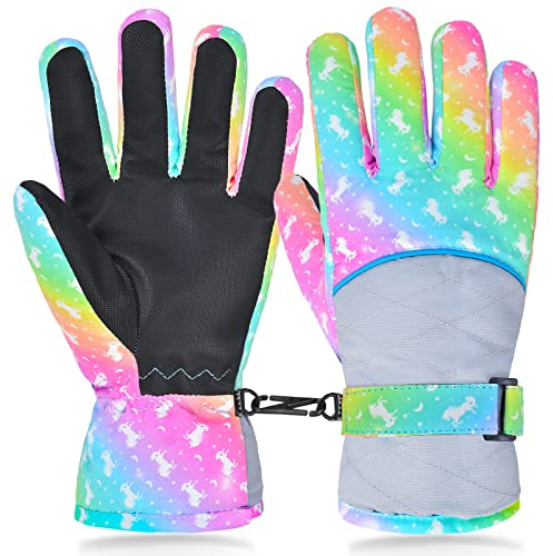 AuSletie Handschuhe Kinder,Winter Schneehandschuhe wasserdichte Handschuhe Warm Fleece Winterhandschuhe Fahrradhandschuhe für Jungen Mädchen