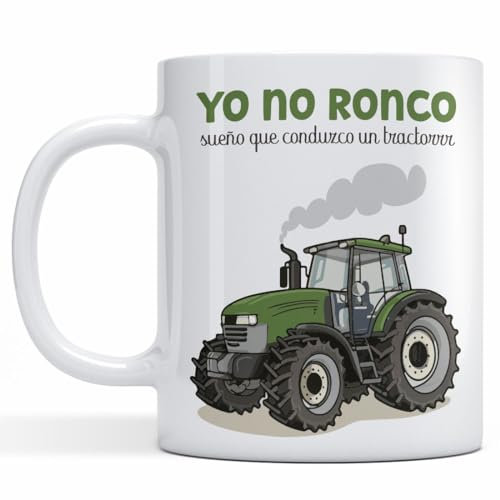 Zaranoias Taza Yo No Ronco Sueño Que Conduzco Un Tractor. Regalo Divertido Original, Cumpleaños, Aniversario, Amigo Invisible. Cerámica AAA 11 oz. / 325 ml. (Blanca)