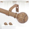 TANGWIN Boho Curtain Rods for Window, Rustic Curtain Rods, Heavy Duty Adjustable with Vintage Faux Wood Finials for Bedroom Living Room, 91-223cm, Brown Wood