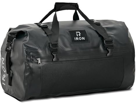 IRON JIA'S Sac Moto Etanche Sac de Selle de Moto Sac de Voyage Sac Arrière Moto avec Fermeture à Rouleau Bretelles Adapté pour Le Cyclisme, Le Camping, Les Sports Nautiques Noir-30L