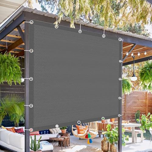 Lehood Tenda parasole in tessuto per la privacy, per patio, giardino, pergola, copertura ombreggiante, baldacchino con occhielli, grigio, 3 x 4,9 m