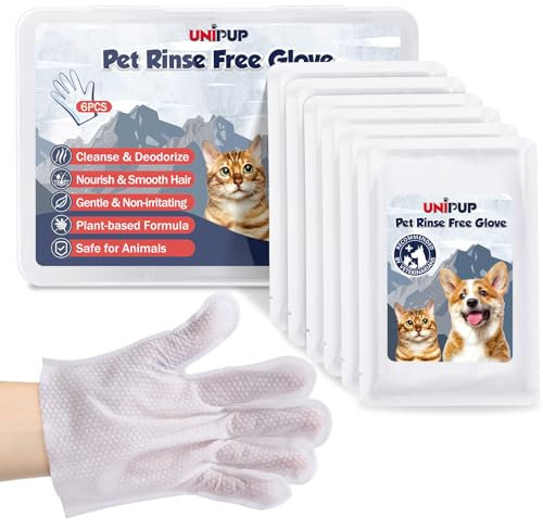 UNIPUP Guantes de limpieza para perros y gatos, toallitas desodorizantes para guantes de perro con aroma a coco, guantes de limpieza para gatos, toallitas de aseo para mascotas, cuidado diario y