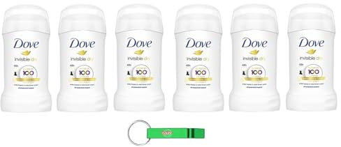 6x Dove Deodorante Stick Invisible Dry mit Feuchtigkeitscreme,Deodorant 48h - Deo 40ml + Beni Culinari Kostenloser Schlüsselanhänger
