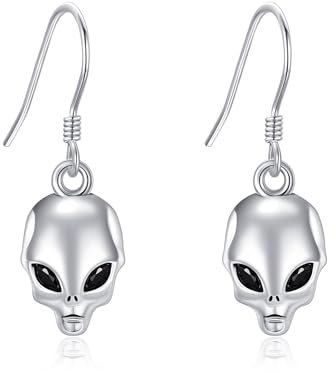 Alien Ohrringe S925 Sterling Silber Ufo Alien Hänger Ohrringe Alien Raum Tropfen Ohrringe Alien Schmuck Geschenke für Frauen Mädchen