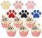 Gyufise 24Pcs Paw Cupcake Toppers Paw Print Cupcake Topper Dog Birthday Party Supplies Dog Cupcake Toppers Pet Puppy Dog Birthday Party Decorations Multi