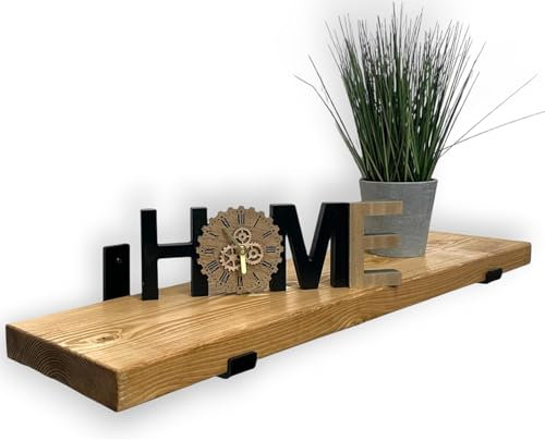 MKGT Rustic Wooden Shelf Handcrafted Wall-Mounted, Handmade Decorative Kitchen, Living Room Decor (Rustic Pine, 60 cm)