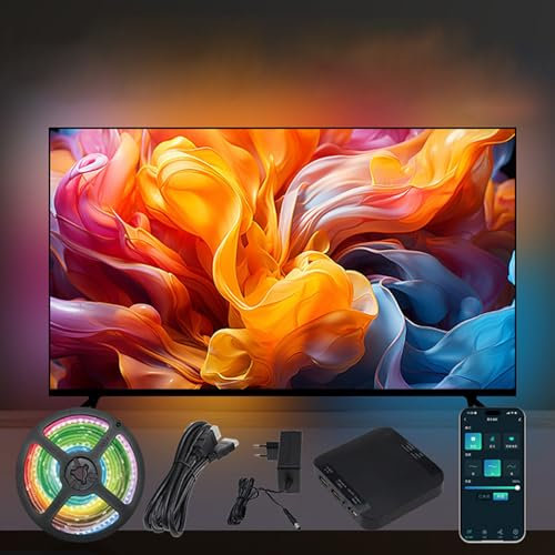 Luci Led Intelligenti Per La TV, Controllo Vocale Striscia Luci Led, Può Essere Lo Stesso Schermo Con La TV, Più Modalità Di Commutazione, Adatto Per Camera Da Letto, Soggiorno, TV Sfondo Muro(75-85IN