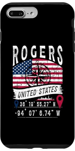 Hülle für iPhone 7 Plus/8 Plus Rogers, Flagge der Vereinigten Staaten, GPS-Koordinaten, Rogers