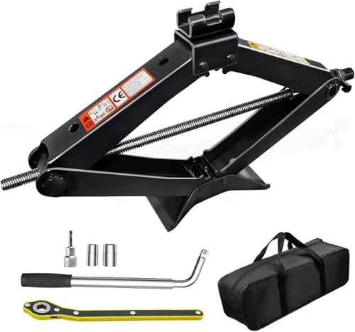 CHENGPI Cric per Auto Max 2,5T con manovella, Crick Auto con accessori, Cric a Forbice per SUV/MPV/PKW