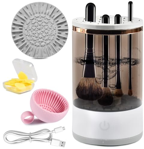 Funmo Nettoyeur électrique pour pinceaux de maquillage - Nettoyeur de pinceaux de maquillage - Portable - Automatique - USB - Pour la plupart des tailles de pinceaux de maquillage