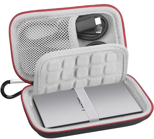 Lacdo Étui Disque Dur Externe Housse de Protection pour Lexar ES3 Portable SSD External Solid State Drive 1TB 2TB 4TB Sac de Rangement de SD-Carte, Résistant aux Chocs, Dur en EVA, Noir