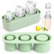 ZephyrCraft Stanley Cup Ice Cube Mold, Silicone Tray with Lid & Bin for 30-40Oz Tumbler, 3 Hollow Cylinder Ice Molds for Chilling Cocktails, Whiskey, Drinks, Coffee (Green)​​
