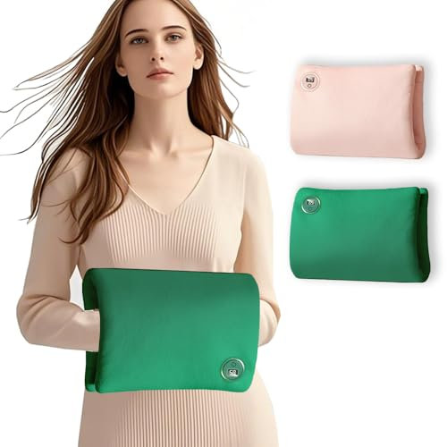 WaooHeat Rechargeable Electric Heated Hand Warmer Pouch Double Sided Heating Portable Heated Handwarmers Bag Gifts for Hunting Camping Footable Office Christmas (No Battery Pack) (Green, 28 x 21 CM)