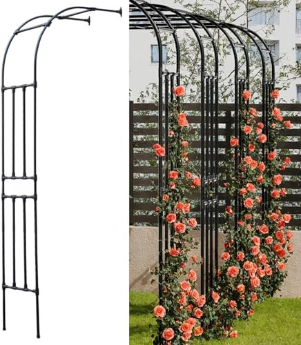 Robuster Halbbogen für Kletterpflanzen im Freien, Stahlrahmen, leicht zu montierende Metallstruktur, Rosenbogen – Dekoration für Hochzeit und Garten, doppelt verwendbar, Schwarz(180x240x40CM/5.9x7.9x1