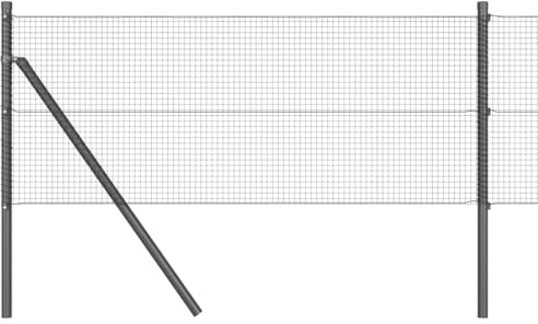 vidaXL Welding Wire Fence with 7 Posts Grey 0.6 x 10 m Steel