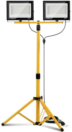 Eikuavons 2x100W Baustrahler LED mit Stativ, 8500LM 6500K Kaltweiß Baulampe LED, Höhenverstellbar, Einstellbare Richtung, mit 3m Kabel Stecker, Wasserdicht IP66 für Innen-und Außenbereich