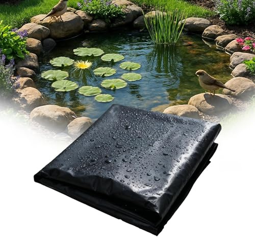 WUQINC Pond Liner Lámina 550 x 1500 cm Flexible HDPE Lona para Estanque Duradero Seguro para Estanques de Jardín, Piscinas, Acuicultura, Negro