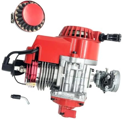 49cc Motor 2-Takt Gas Benzin Motorisiertes Fahrrad Pull Start Motor W Verteilergetriebe Rot Passend for Mini Quad Dirt Bike ATV