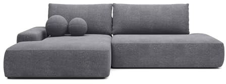 Vente-unique - Schlafsofa 5 Daviso - Polyester - anthrazitgrau