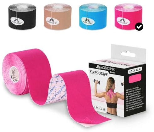 Mobiclinic®, Kinesiologie Tape, Neurologisches Klebeband, 5m x 5cm, Sportpflaster, Muskelentspannung, Kinesiologischer Verband, Geeignet für Verschiedene Bereiche, Face, Pink