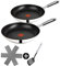 Tefal E30 Jamie Oliver Pfannenset Induktion 4 tlg -SET7- kleine Pfanne 20 cm + Bratpfanne gross 28 cm, Antihaft-beschichtet, FÜR KLEINE HAUSHALTE, inkl Wender + Schoner, Silber