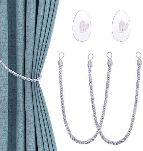 OOTSR Vorhang Raffhalter mit Transparenten Selbstklebenden Haken, Vorhanghalter Clips Vorhang Seil Holdbacks Schnallen Gardinenklammern Für Haus Office Dekoration Fenster Behandlung(Grau)