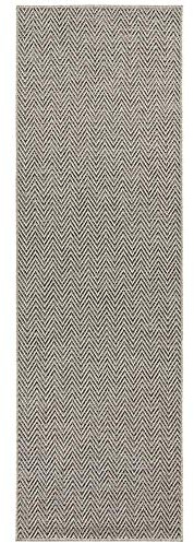 BT Carpet Nature Läufer In- und Outdoor – Schlingen Küchenläufer Rutschfest Flachgewebe Kurzflor Woll-Optik Fineloop Küchenteppich für Flur, Garten, Terrasse, Badezimmer – Grau Anthrazit, 80x350cm
