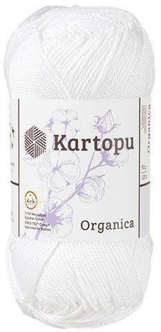 Kartopu Organica 50gr Knaul- Baumwollgarn, – Häkelgarn aus feinster ägyptische Baumwolle (10 weiss)