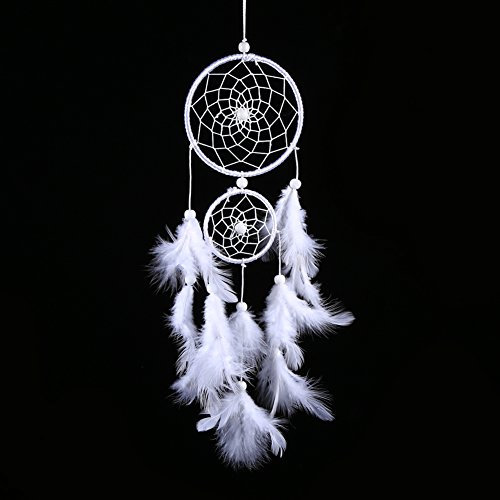 Traumfänger, Vintage Home Decor Traumfänger, Weißer Traumfänger Windspiele Indische Perlen Federanhänger Home Wandfenster Dekor für Hochzeit Home Schlafzimmer Wanddekoration