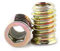 Insert Bois Fileté, 20pcs M8 x 20 mm Insert Fileté, Inserts d'écrou Écrou insert à visser, Écrou hexagonal fileté en alliage de zinc, Écrou à Tête pour meubles Chaises Lits en bois(M8 x 20 mm)