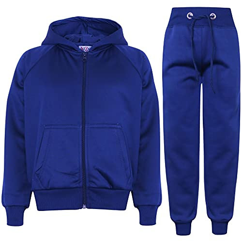 A2Z 4 Kids Plain Tracksuit Cuffed Hoodie Sports Joggers Jogging Casual Sweatpants Activewear Set Girls Boys Age 5-13 Years