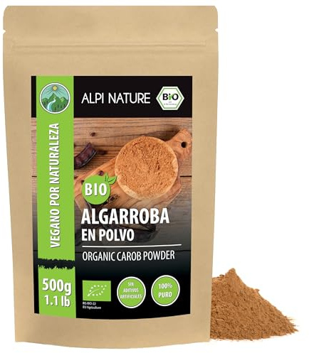Alpi Nature Caroube Poudre BIO 500g, Gousses de Caroube Séchées et Moulues, Edulcorant Naturel pour Pâtisserie