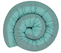 ULLENBOOM ® Baby Kuschelschlange Waffelpique 200x13 cm in Salbeigrün (Made in EU) - Kuschelschnecke in vielen Farben und Größen, Bezug: 100% ÖkoTex Baumwolle, Nackenrolle