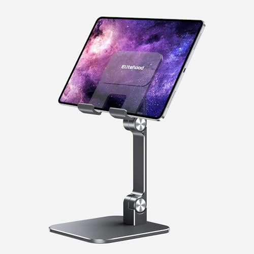 Elitehood Support en aluminium réglable pour bureau, tablette de bureau pour iPad Pro 12,9 11, Air Mini 4, 5 et autres tablettes de 4 à 13 pouces, gris