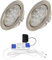Rolux DF-1021 Einbaustrahler 2er Set LED Edelstahl gebürstet 15mm flach 3W warmweiß 3200K 200lm Bohrloch Ø 55-60mm 12V inkl. 15W LED Trafo 230V Verteiler und Eurostecker sowie 1,8m Kabel je Leuchte