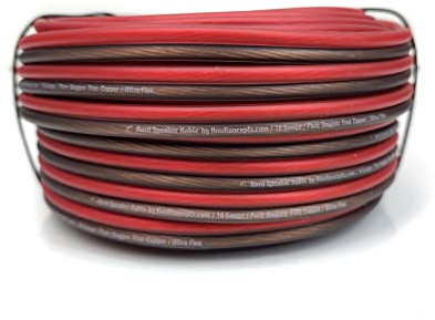 KnuKonceptz Kord Speaker Kable 16 Gauge Oxygen Free Copper Speaker Wire 50' Red/Black