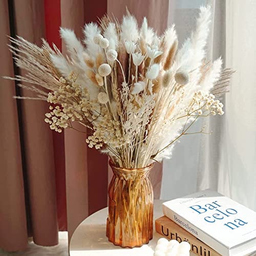 69pcs Various Dried Pampas Grass Décor, 17in Pampas Grass for Flower Arrangements, Boho Wedding Party Home Decor