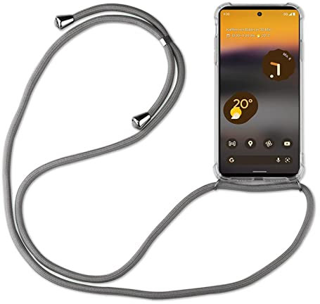 Hülle Kompatibel mit Google Pixel 6A | Handykette Smartphone Halskette Hülle mit Band | Handyhülle mit Kordel zum Umhängen Kompatibel für Pixel 6A | Grau