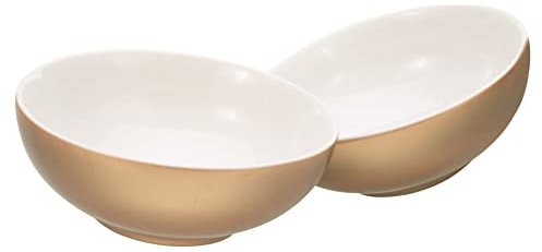 CreaTable, 25848, Serie GOLDEN DAYS weiss, 2-teiliges Geschirrset, Müslischale aus Steinzeug, spülmaschinen- und mikrowellengeeignet, Qualitätsproduktion