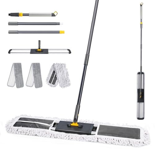 HEVOL Mopa de Microfibra,Grande Mopa Plana con Manico Telescopico,Fregona de Suelo Profesional con 2 Tamponi in Microfibra,para El Hogar y Cocina,80*11*154cm