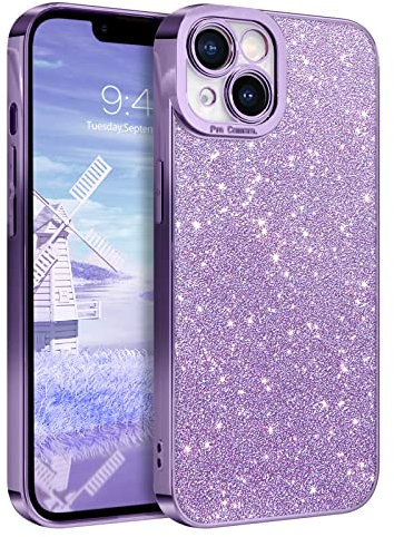 YINLAI for iPhone 13 Case Glitter Bling Sparkling Soft Clear Cover Shockproof Full Body Protection Phone Case for Women Girl Design for iPhone 13 6.1'', Purple
