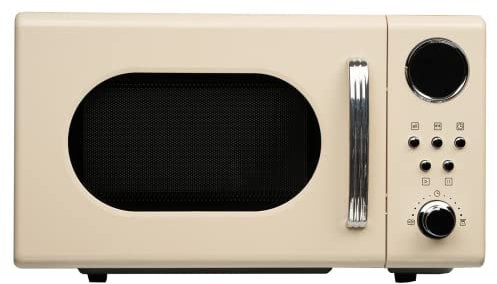 SIA FRM20AP 20L Retro Freestanding Microwave, Cream, 700W, Digital Timer, 2 Years Parts and Labour Guarantee