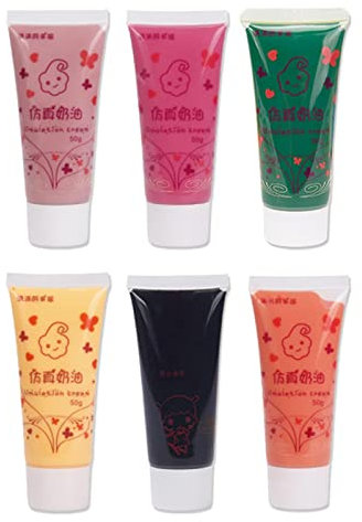 Colcolo 6X Simulation Schlagsahne-Kleber-Set DIY Handyhülle Basteln Weicher Ton Dekoration Gemischte Farben Creme-Kleber zum Formen von Schmuckherstellung, Stil d