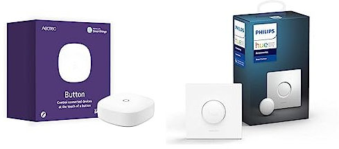 AEOTEC SmartThings Button Zigbee | Lichtschalter, Dimmer und Fernbedienung & Philips Hue Smart Button, komfortables Dimmen ohne Installation, Zubehör für Philips Hue, kabellose Anbringung