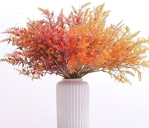12 Bündel künstliche Herbstblumen Keine Fade Faux Herbst Pflanzen, gefälschte Indoor Outdoor Greenery für Thanksgiving Weihnachten Hochzeit Party Haus Garten Dekor (Herbst)