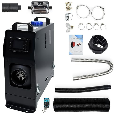 TRMLBE Standheizung Diesel 8KW, 12V Auto Luft Heizung Lufterhitzer Dieselheizung Innenraum mit Fernbedienung, LCD-Schalter für RV LKW Boote Wohnmobil Bus (Typ C, Schwarz + Schwarz LCD)