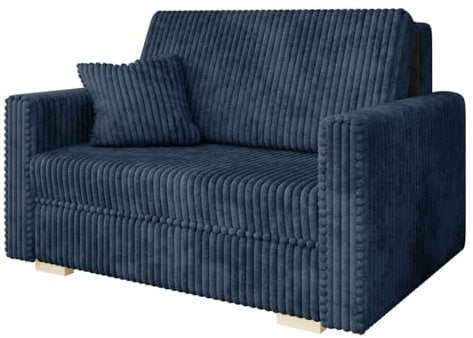 Mirjan24 Sofa Viva Piano II mit Schlaffunktion, 2 Sitzer Polstersofa mit Bettkasten inkl. Kissen, L:133 x B:98 x H:85 cm, Schlafsofa Sofagarnitur, Bettsofa, Wohnlandschaft (Tilia 77)