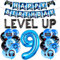 LaVenty Level Up Game Geburtstag Video Game Feier Party Dekoration for Boys (Blau und schwarz 9 Jahre alt)
